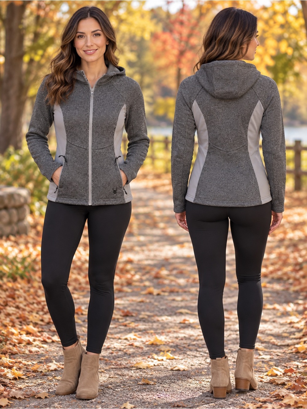 Spider Women’s Hooded Zip-Front Jacket - Gray